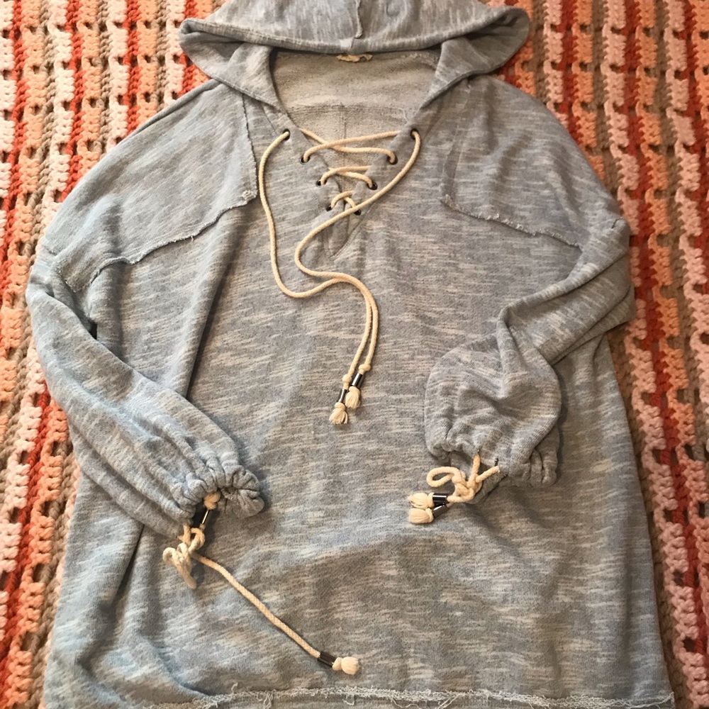 Blue drawstring hoodie